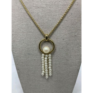 Ann Taylor Faux Pearl Long Chain Necklace NWT